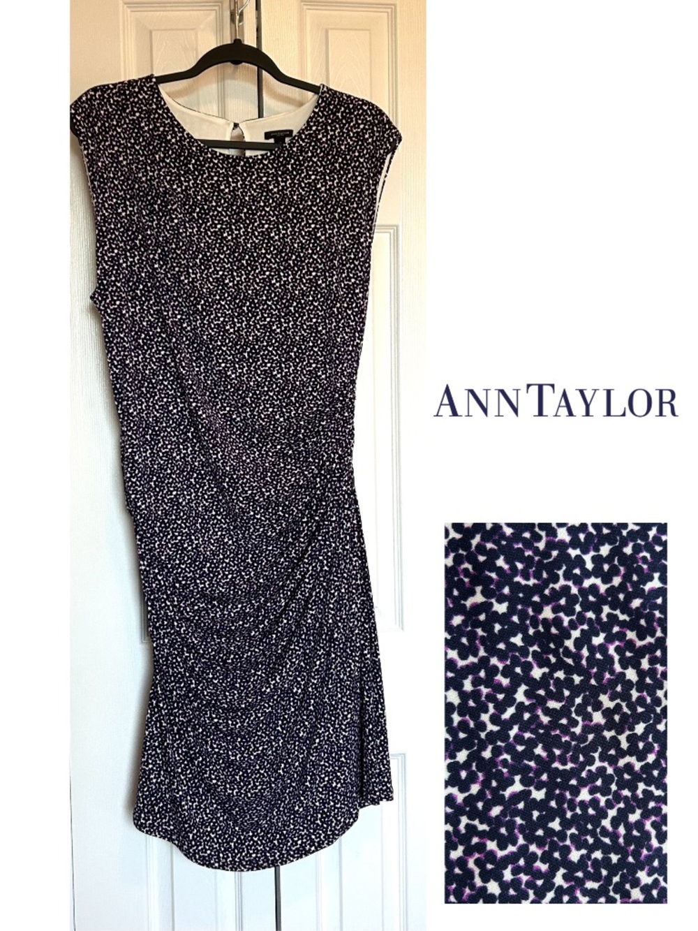 Ann Taylor Sleeveless Dress with Side Ruching Mini Floral Print Size 14